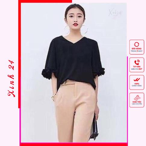 Áo kiểu nữ dáng rộng tay loe chất liệu mềm mại