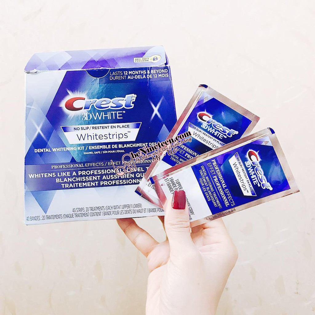 [SẴN, BILL MỸ] Miếng Dán Trắng Răng Crest 3D Whitestrips Glamorous White/Professional/Charcoal Mint [beNinetene]