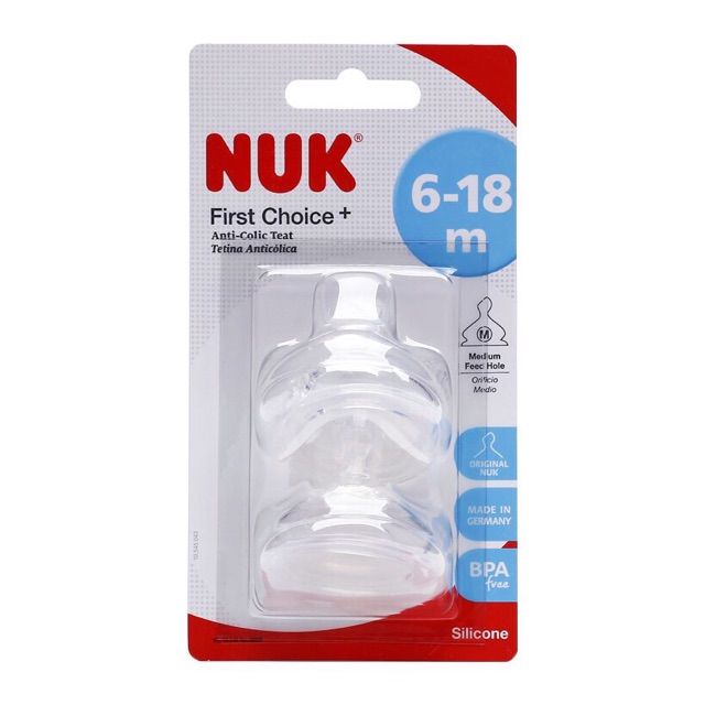 Núm ti NUK cổ Rộng và cổ Nhỏ silicon size M-L : Đức