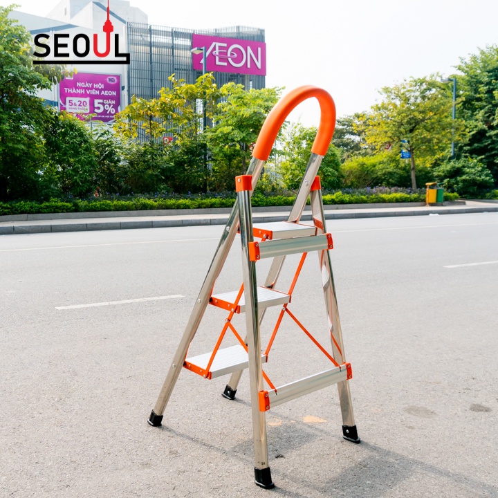 Thang nhôm ghế 3 bậc DAMITA cao cấp inox 304 bảo hành 24 tháng