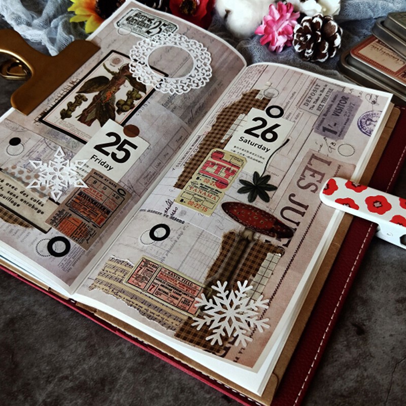 Bộ 22 Sticker Dán Trang Trí Sổ Tay / Nhật Ký / Giấy Tờ Kiểu Vintage DIY