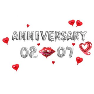 Combo Bóng Nhôm Chữ Anniversary (Tặng 1 Bơm+1 Keo), Set Bóng Trang Trí Vào Ngày Kỷ Niệm, Happy Anniversary