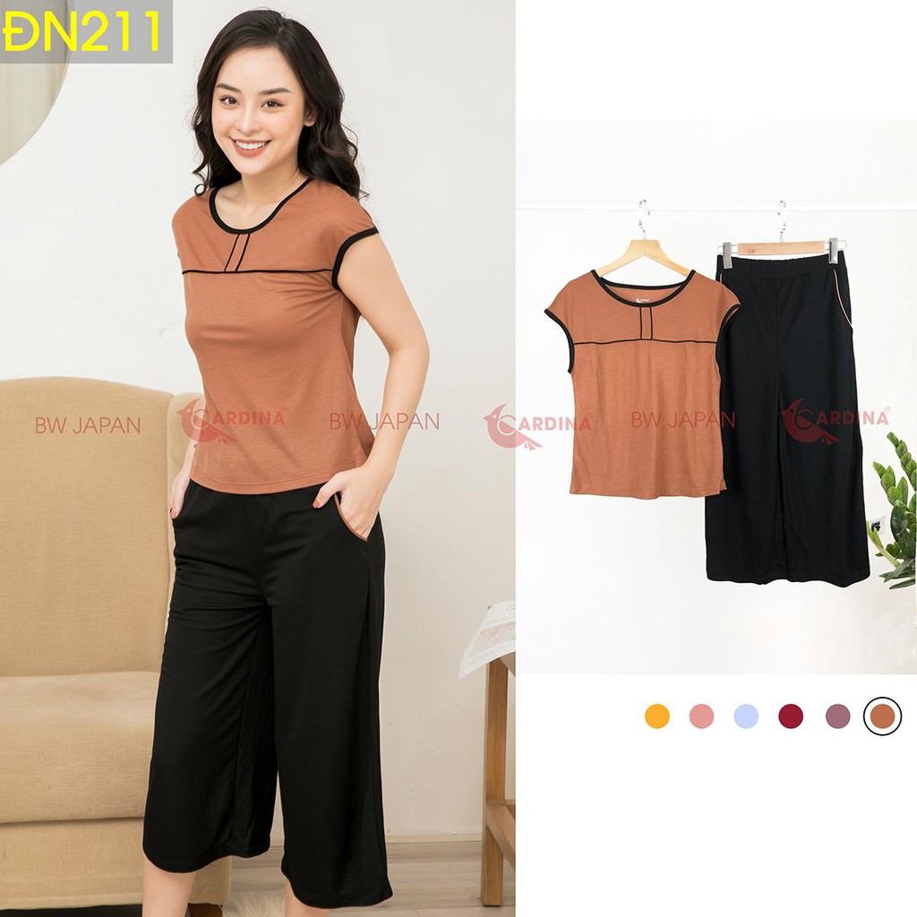 Đồ bộ nữ CARDINA chất cotton Nhật cao cấp quần ống sớ áo cộc tay mềm mại thoáng mát DN2.