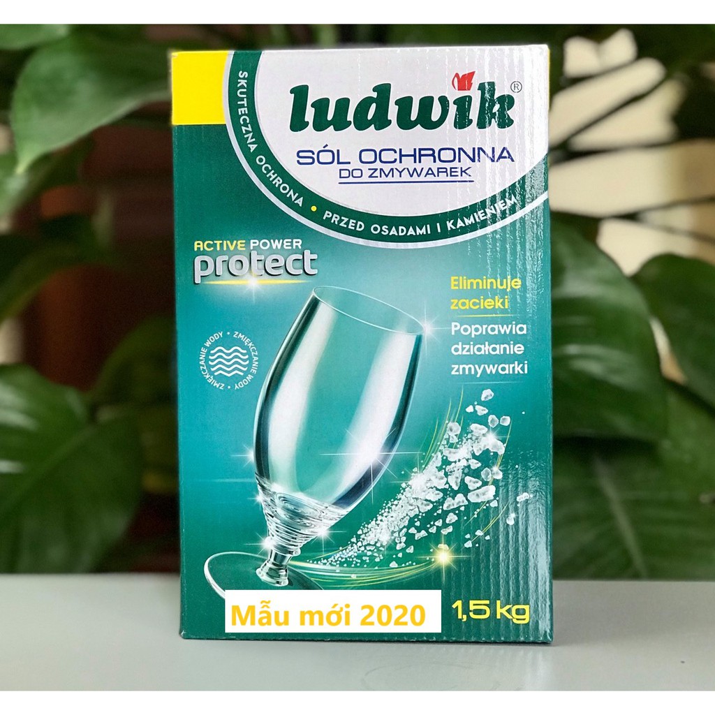 [NHẬP KHẨU EU] Muối máy rửa bát LUDWIK 1.5kg, làm mềm nước, dùng cho tất cả loại máy Bosch, Texgio, Hafele