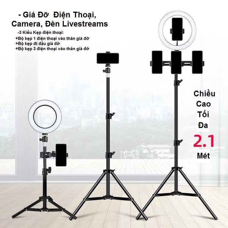 Giá kẹp livetreams - Chụp ảnh cùng lúc nhiều điện thoại, Camera chắc chắn, chuyên nghiệp