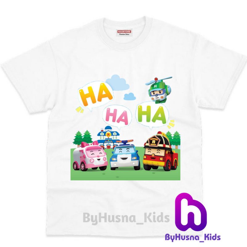 Áo thun cho bé trai và bé gái in hình hoạt hình Robocar Poly dễ thương, chất liệu cotton mềm mịn thoáng mát NTShirt 03