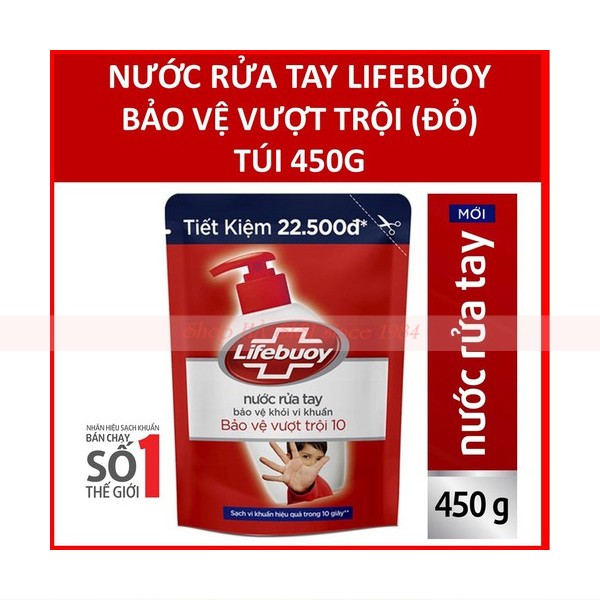 RỬA TAY LIFEBUOY Dạng Túi - Bảo Vệ Vượt Trội 443ml ( ĐỎ)