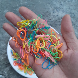 [Nửa kí] 500g Thun cột tóc nhí cho bé 1cm (màu/trong/sọc màu)