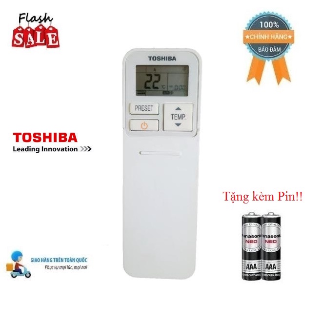 Điều khiển điều hòa Toshiba 1&amp;2 chiều Inverter - Hàng chính hãng theo máy Tặng kèm Pin!!!