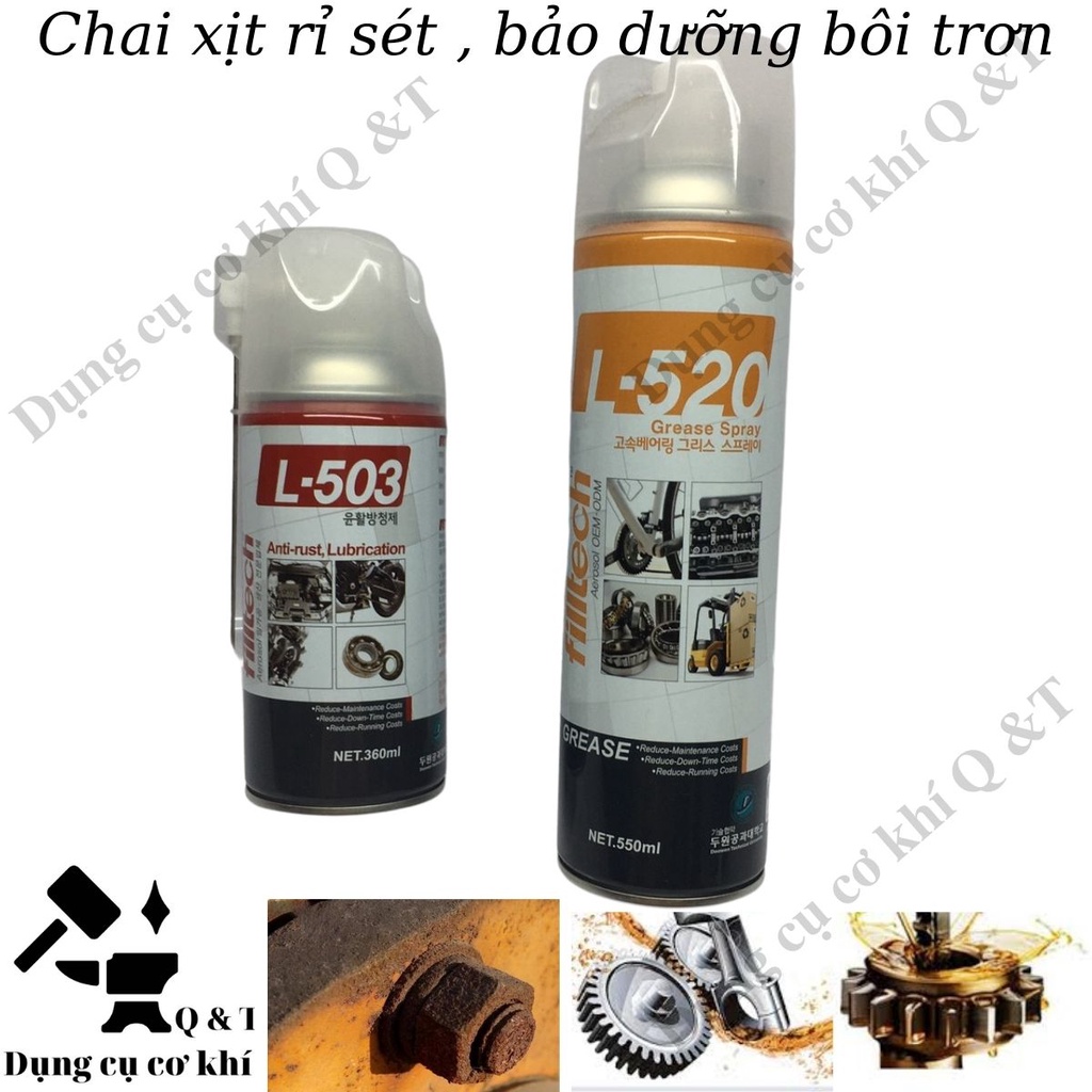 Rp7 hàn quốc , xịt chống rỉ sét bôi trơn chịu nhiệt filltech L503 và L520