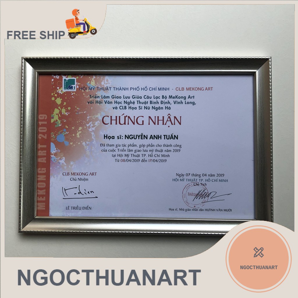 Khung ảnh, khung bằng khen a4, a3 màu bạc trơn - Tặng đinh 3 chân đóng tường - MS101B