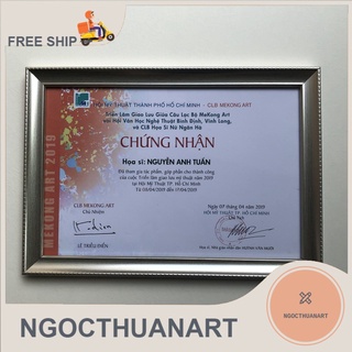 Khung ảnh, khung bằng khen a4, a3 màu bạc trơn - Tặng đinh 3 chân đóng tường - MS101B