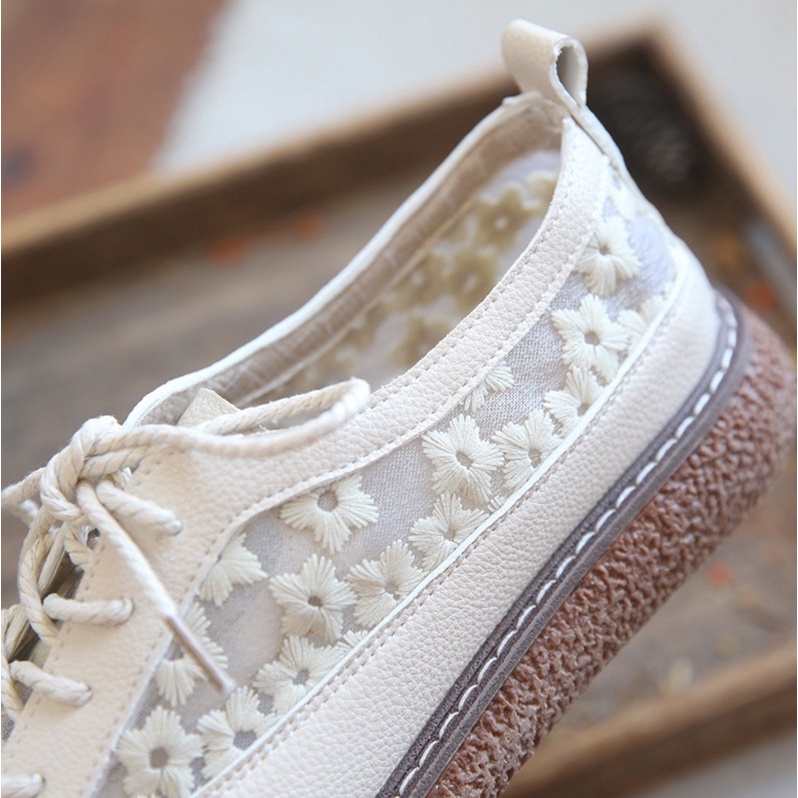 Giày Mori phối ren Mori nữ văn học Hàn Quốc retro vintage sinh viên ulzzang Nhật Bản lenvintage đế bằng sandal boots nữ
