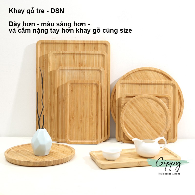 Khay trà gỗ tre Nhật Bản - Phụ kiện trang trí - Gippy Decor