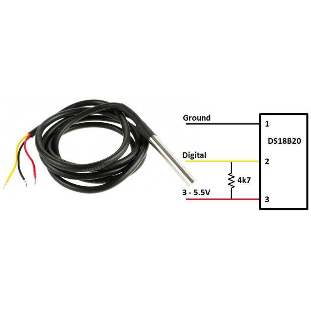 Cảm Biến Nhiệt Độ DS18B20 Dây mềm 1 mét / 3 mét