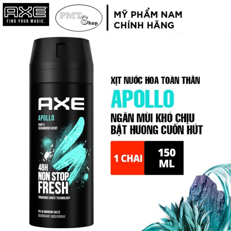 Xịt nước hoa toàn thân AXE Apollo 150ml hương Tươi mát - khử mùi nam
