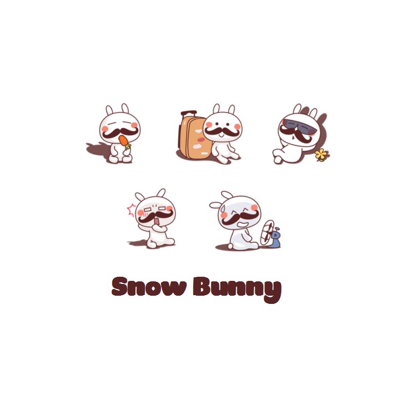 Set 40 sticker hình dán Snow Bunny