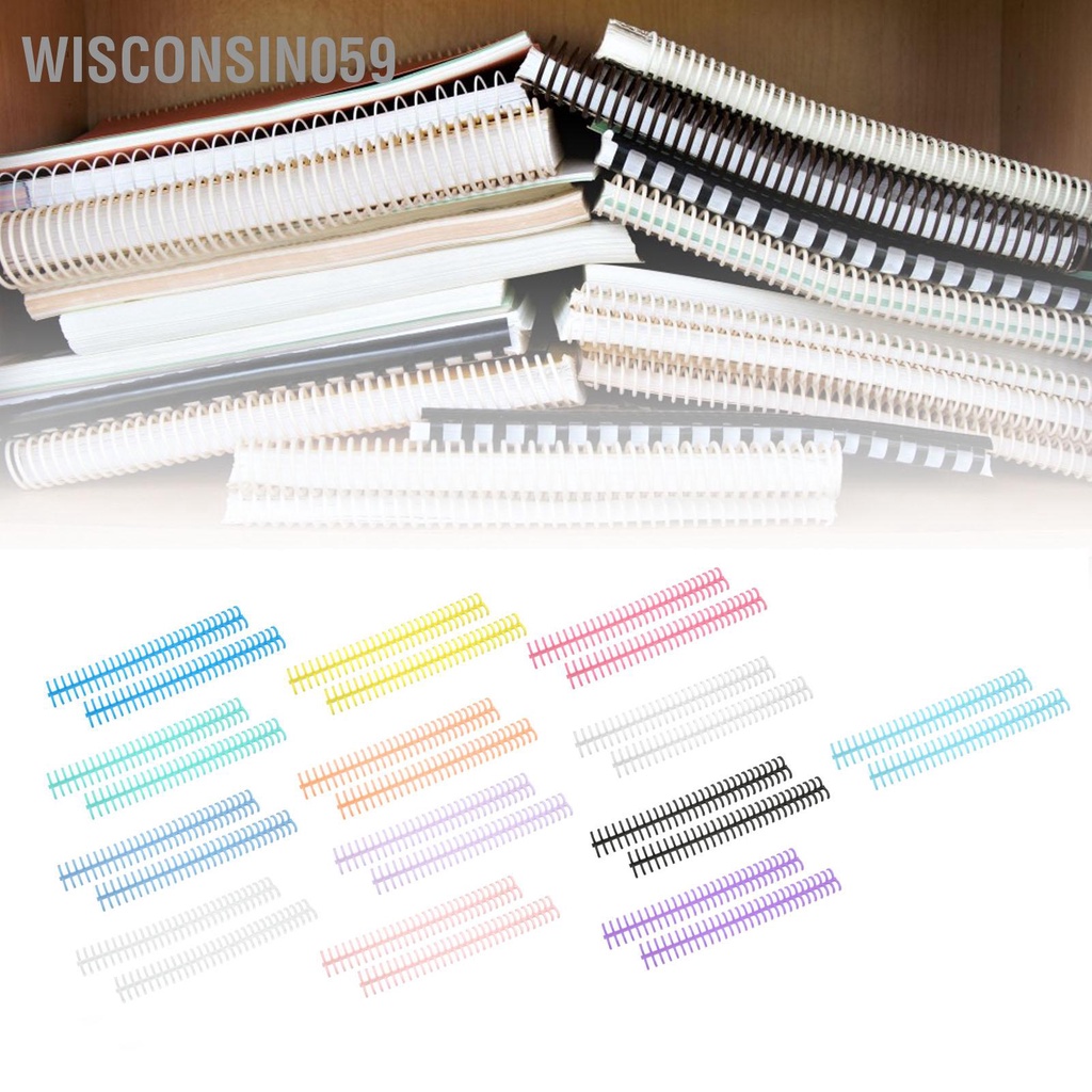 Wisconsin059 10 cái Ràng buộc Gai Hình xoắn ốc Cuộn dây Lược 30 lỗ Dải nhựa cho lá rời Đường kính 1 / 2in