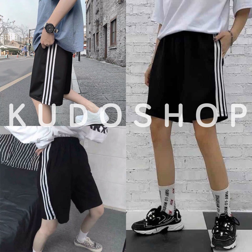 Quần 3 sọc lửng basic dáng suông phong cách ulzzang/ Quần short thể thao thời trang nam nữ_kudoshop