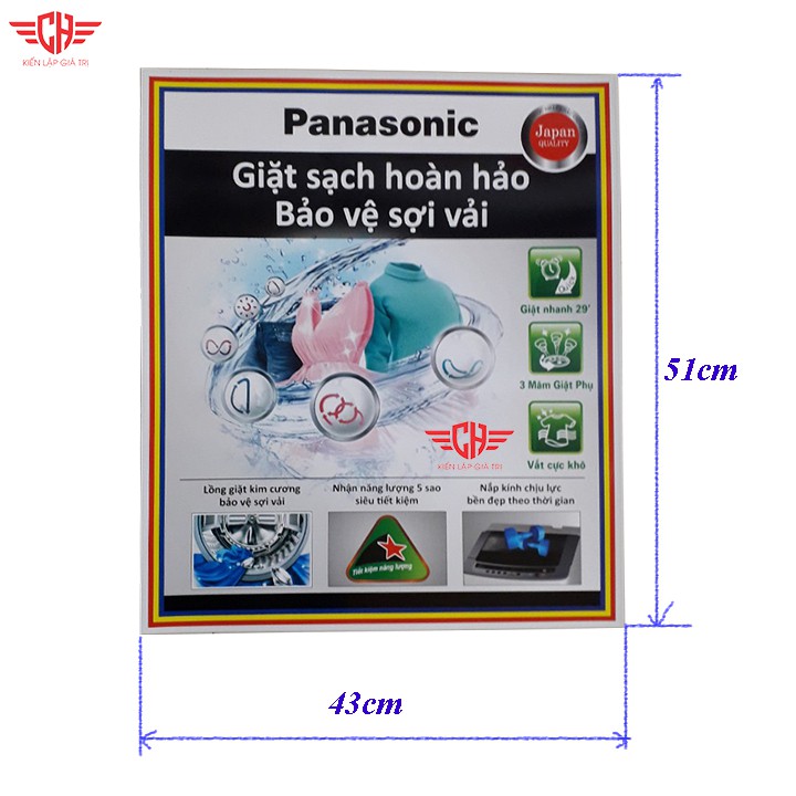 miếng dán máy giặt Tem dán máy giặt panasonic mẫu 2( tặng keo dán)