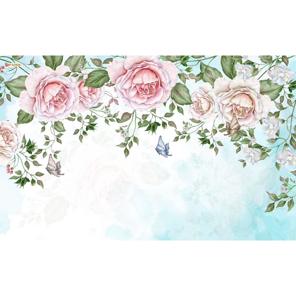 Tranh dán tường 3D Giả Gạch Giả Gỗ Hoa Dây Leo