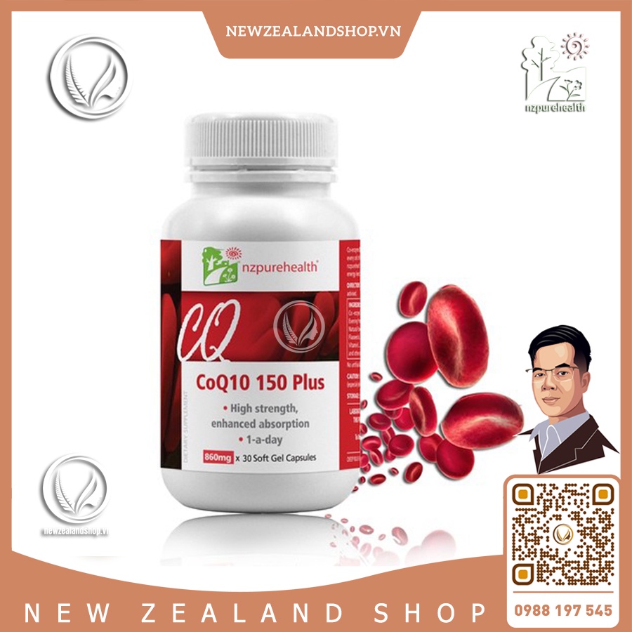 Viên uống bổ tim mạch, điều hòa huyết áp Nz Pure Health CoQ10 150 Plus 30 viên