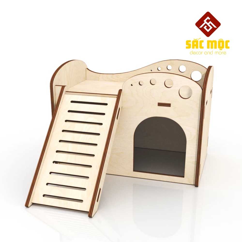 Mô Hình Nhà Cầu Thang #1 Gỗ Lắp Ráp Cho Chuột Hamster Size 19*12*13.5 cm