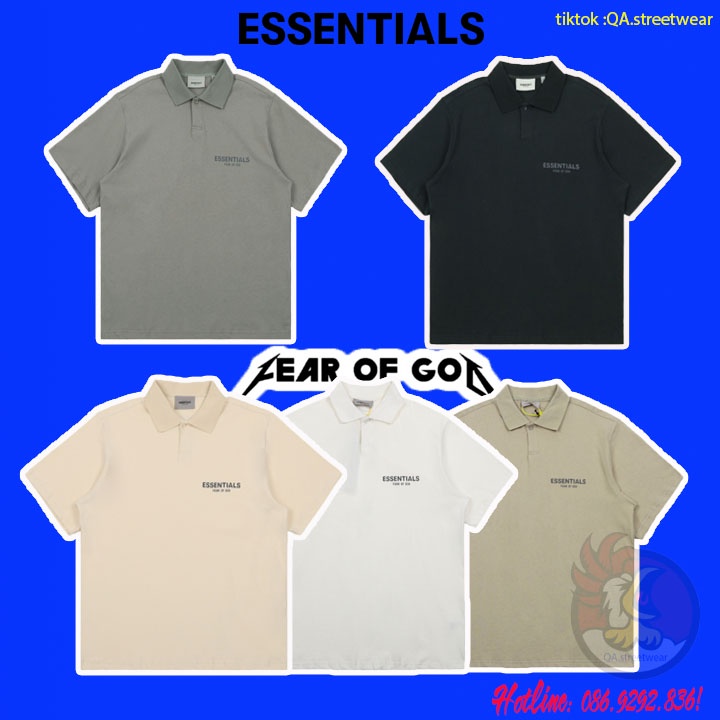 Áo thun FEAR OF GOD ESSENTIALS 20 FOG in phản quang cổ bẻ cao cấp