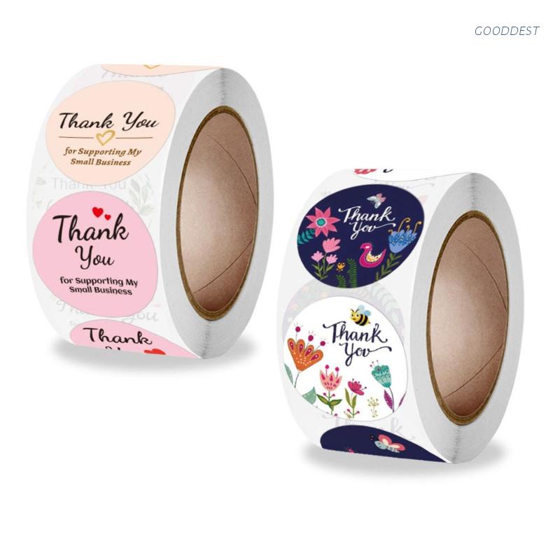 500 nhãn dán tròn in chữ Thank you để dán trang trí hộp quà thủ công