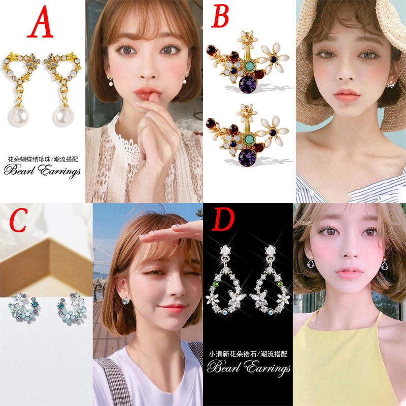 Đôi khuyên tai AY hình trái tim đính đá zircon in chữ cá tính độc đáo