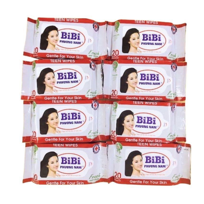 Khăn Giấy Ướt 20 Tờ BIBI PHƯƠNG NAM / Ngăn Mồ Hôi Và Mụn Cám