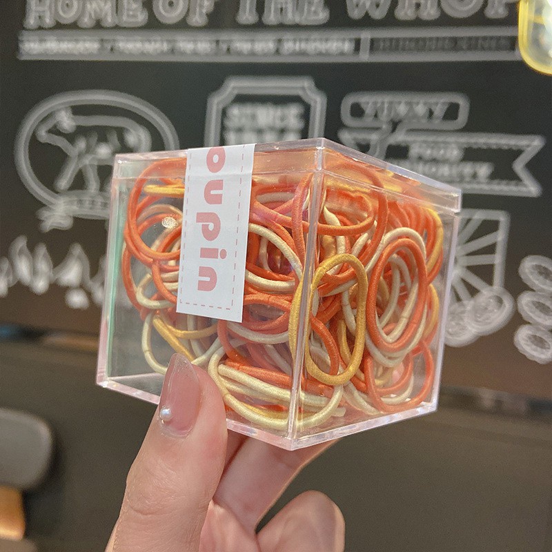 Set 100 dây buộc tóc co giãn màu macaron cho bé F116