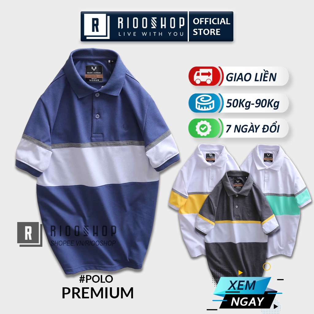Áo polo nam có cố phối 2 màu form rộng cực đẹp Marc Jasson RSP059AV - áo thun nam ngắn tay Riooshop