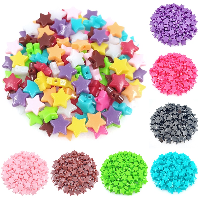 Set 50 Hạt Xỏ Lỗ Hình Ngôi Sao Nhiều Màu Sắc 11mm Dùng Để Làm Đồ Trang Sức Thủ Công