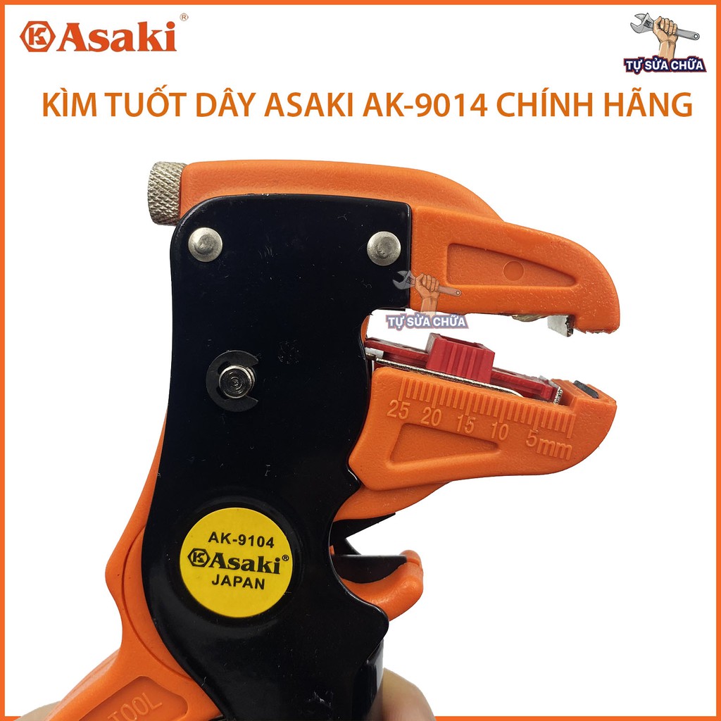 Kìm tuốt dây điện mỏ vịt chính hãng Asaki AK-9104 chuyên tuốt dây, cắt dây dễ dàng 0.5-6mm2