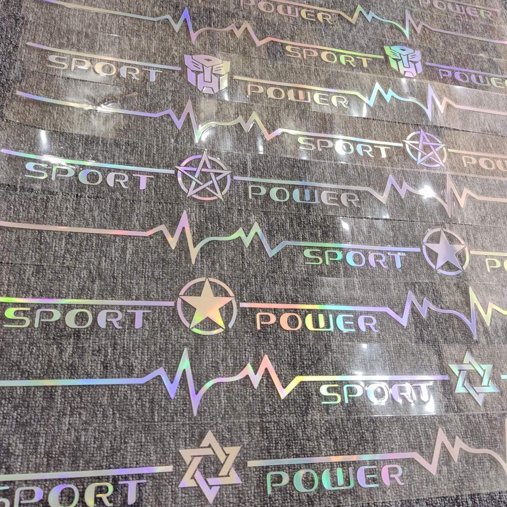 Decal dán xe Sport Power 65x6cm phản quang lazer nhiều màu