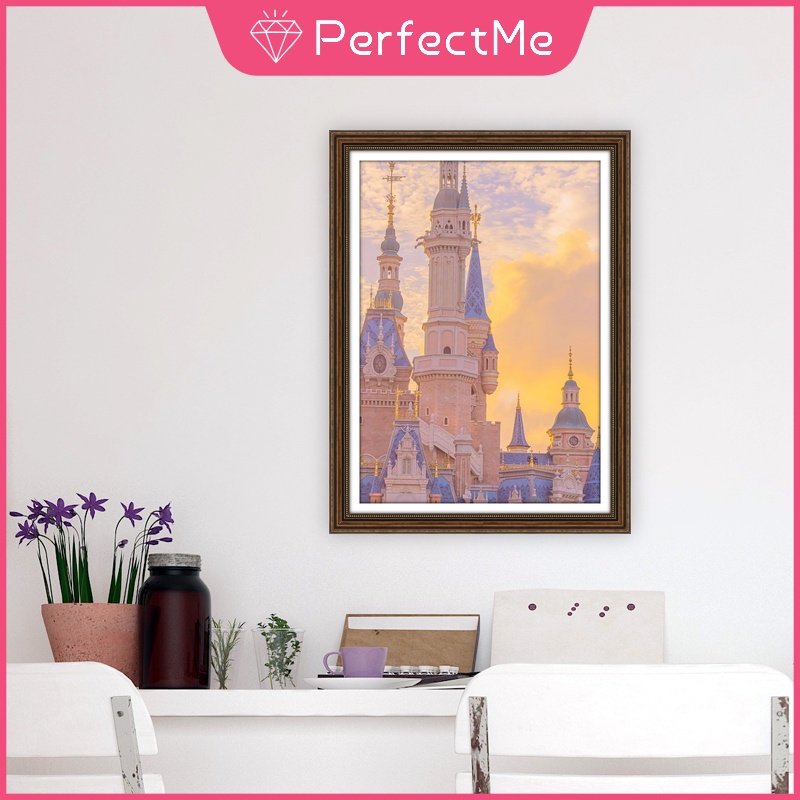 Tranh đính đá 5D tự làm hình lâu đài Disney 30x40cm trang trí nhà cửa