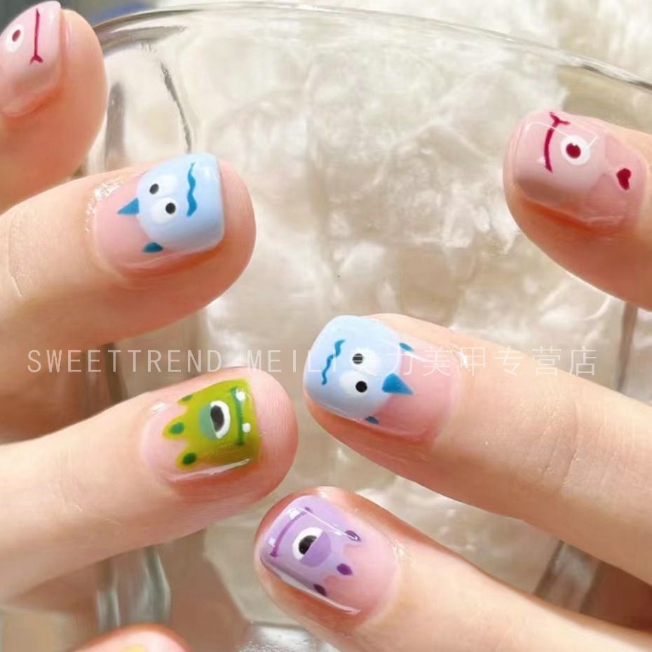 Miếng dán trang trí móng tay STZPRONAIL hình quái vật ba mắt nhỏ dễ thương ngộ nghĩnh