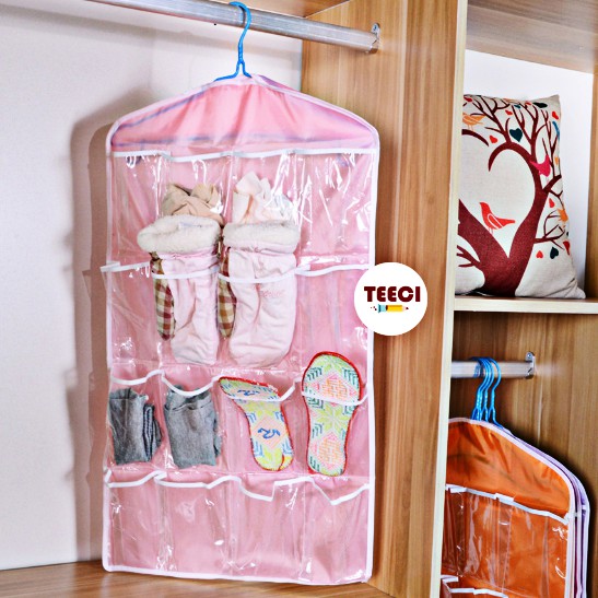 &lt;Ảnh Thật Shop Chụp&gt; Giỏ Túi Treo Đồ Thông Minh 16 Ngăn Decor Trang Trí Nhà Cửa Đựng Đồ Cá Nhân Tài Liệu Văn Phòng A206