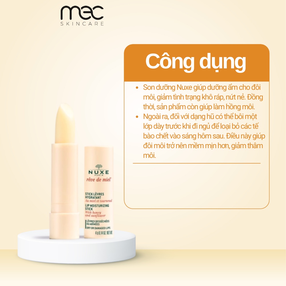 Son dưỡng môi Nuxe Dạng Thỏi Cấp Ẩm, giảm nứt và khô môi - Mecskincare