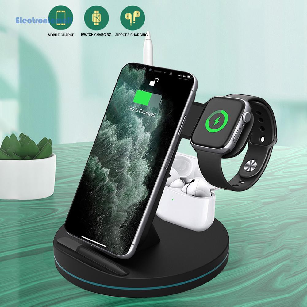 ElectronicMall01 Qi 15W Fast 3 in 1 Wireless Charger Dock Station for iPhone 12 Apple Watch