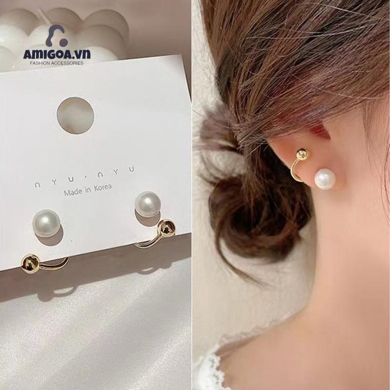 ✨✨ Hoa Tai Mạ Bạc 925 Đính Ngọc Trai Nhân Tạo Phong Cách Hàn Quốc