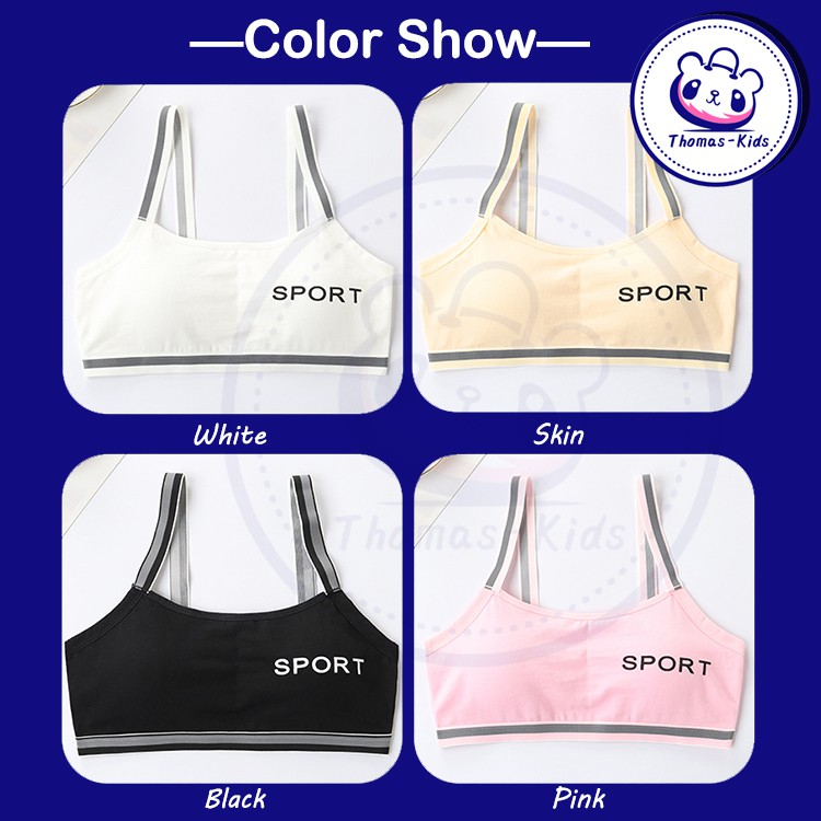 Áo Ngực Thể Thao Bằng Cotton Thoáng Khí Cho Bé Gái Từ 8-16 Tuổi 30-50kg