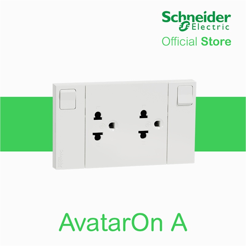 Bộ ổ cắm đôi 3 chấu có công tắc Schneider Avatar On A