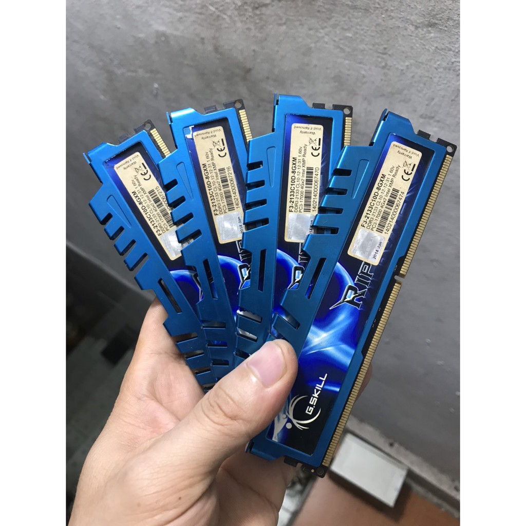 ram cho máy tính bàn GSKILL ddr3 4gb 2133 17000 bus pc3 tản nhiệt xanh decktop PC Ripjaws X G.SKILL,cpu e5300