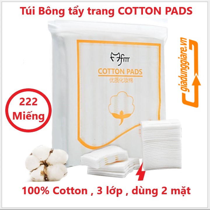 ( Túi 222 miếng ) Bông tẩy trang COTTON PADS LAMEILA 100% cotton 3 lớp dùng 2 mặt - giadunggiare.vn