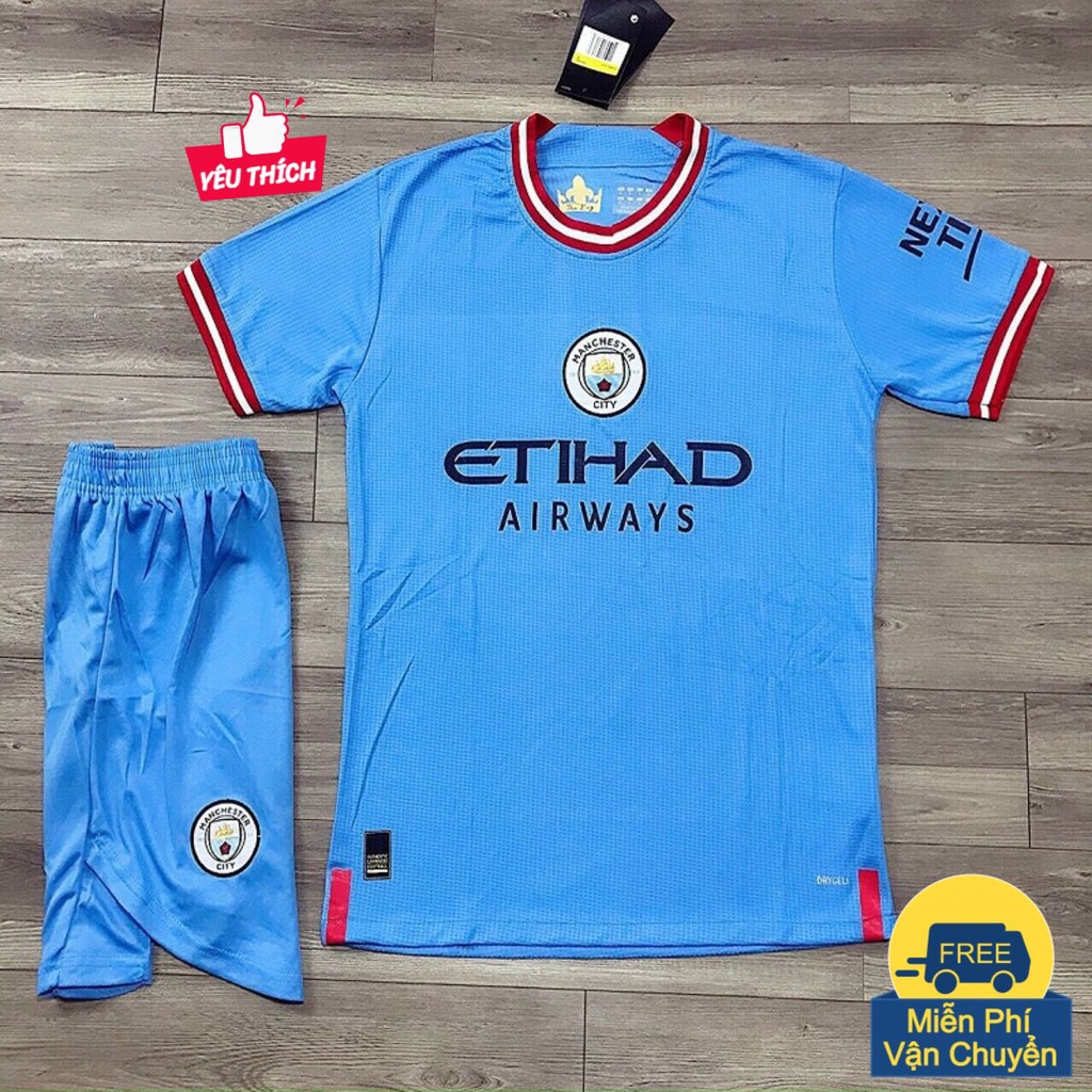 Quần Áo Đá Bóng Manchester City (Man city) 2022 Sân Nhà Xanh Dương Vải Thái Mới Nhất - Áo Thể Thao PP Bởi Be Happy Sport
