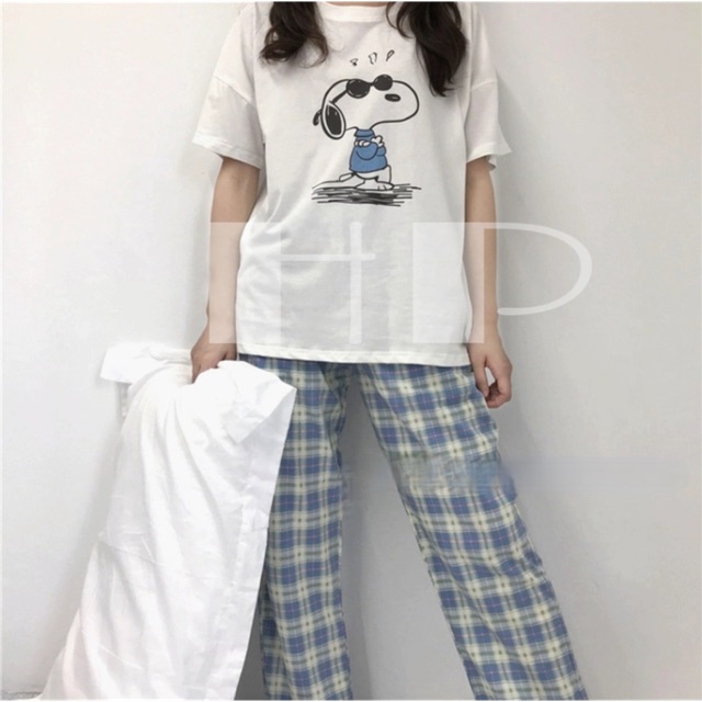 Sét cún đeo kính + quần kẻ xanh THU976