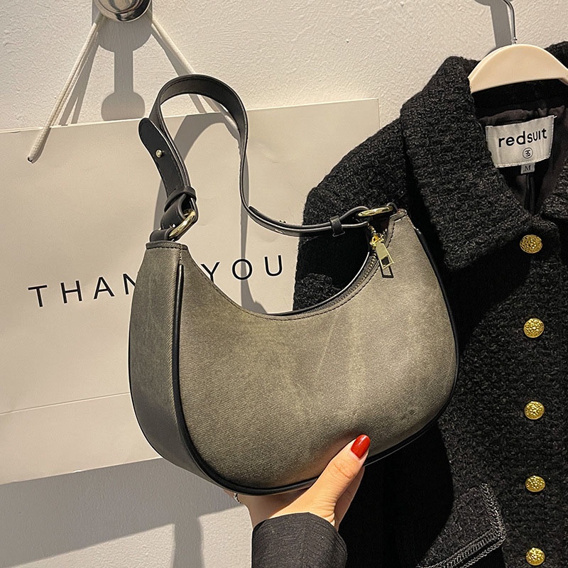 IELGY  Túi Đeo Vai Hình Bán Nguyệt Thời Trang Cho Nữ