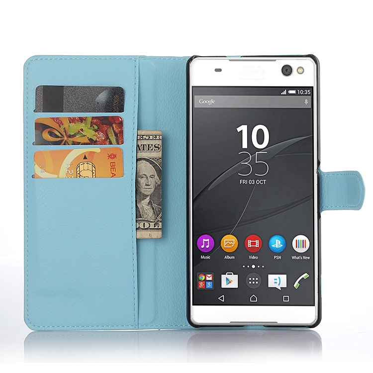 Bao da điện thoại dạng ví màu trơn cho Sony Xperia C3 C4 C5 Ultra